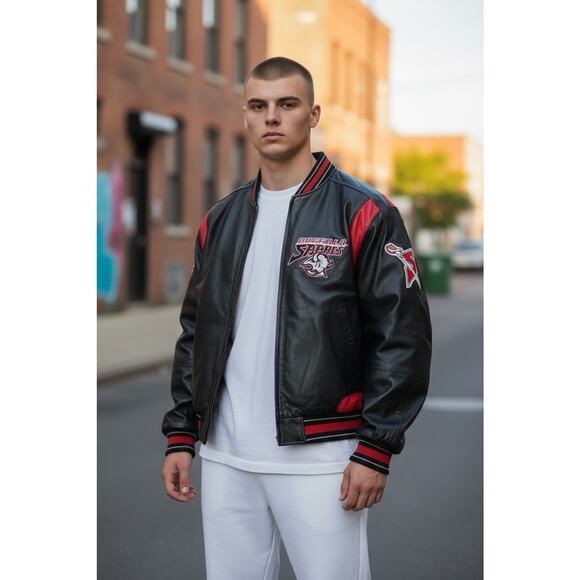 Vintage 90s Carl Banks G-III Buffalo Sabres NFL Leather Bomber Jacket Men’s XXL - Picture 1 of 14